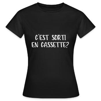 c'est sorti en cassette - T-shirt Femme - noir - Devant - AI Model Female 172 dark (172cm)