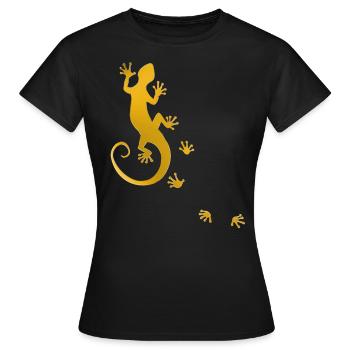 running gecko gold - Frauen T-Shirt - Schwarz - Vorne - AI Model Female 172 dark (172cm)