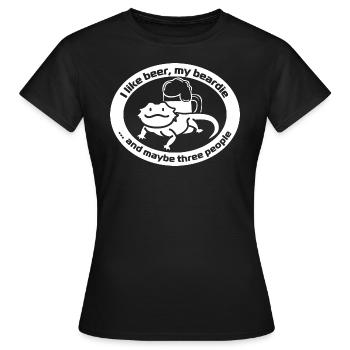 J'aime la bière, ma barbe et peut-être trois personnes - T-shirt Femme - noir - Devant - AI Model Female 172 dark (172cm)