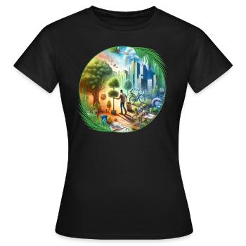 Écologie dans la ville - T-shirt Femme - noir - Devant - AI Model Female 172 dark (172cm)