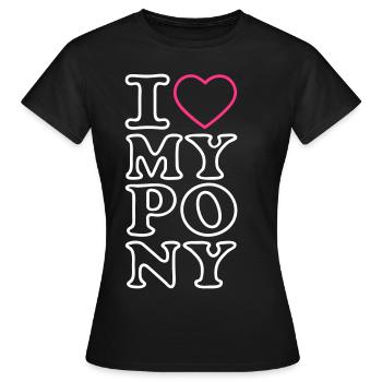 J'aime mon poney mon poney, je coeur j' - T-shirt Femme - noir - Devant - AI Model Female 172 dark (172cm)