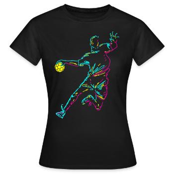 Handball Player Striker Jump Shot Goalkeeper - Women's T-Shirt - black - Front - AI Model Female 172 dark (172cm)