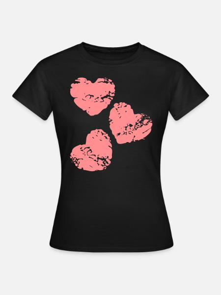 rosa Herzen - Frauen T-Shirt - Schwarz