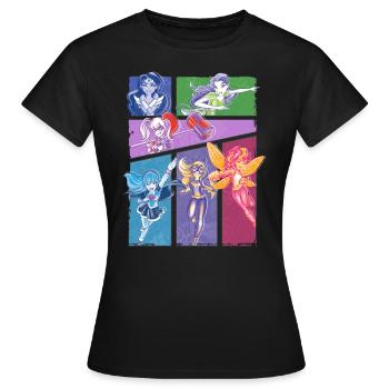 DC Super Hero Girls Collage Of Heroines - Women's T-Shirt - black - Front - AI Model Female 172 dark (172cm)