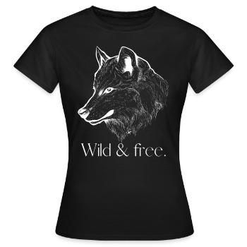 Wild and free, Wolf | Idée de cadeau - T-shirt Femme - noir - Devant - AI Model Female 172 dark (172cm)
