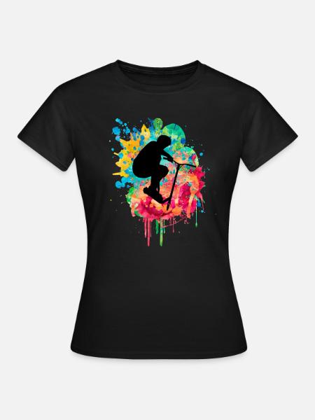 Sportliches Stuntscooter Design - Frauen T-Shirt - Schwarz