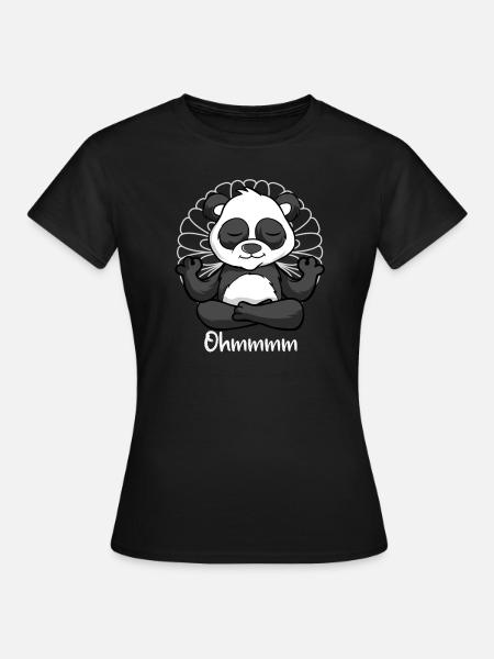Méditation Panda - Yoga - Panda Méditant - T-shirt Femme - noir