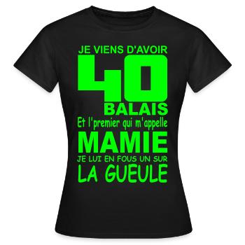 40 ans / anniversaire 40 ans / cadeau 40 ans - T-shirt Femme - noir - Devant - AI Model Female 172 dark (172cm)
