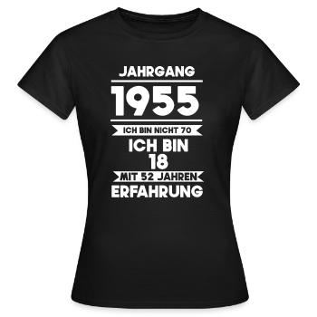 Born in 1955 - Women's T-Shirt - black - Front - AI Model Female 172 dark (172cm)
