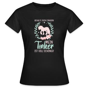 Irish Tinker Gypsy Cob Vanner Pferd Reiter Stall - Frauen T-Shirt - Schwarz - Vorne - AI Model Female 172 dark (172cm)