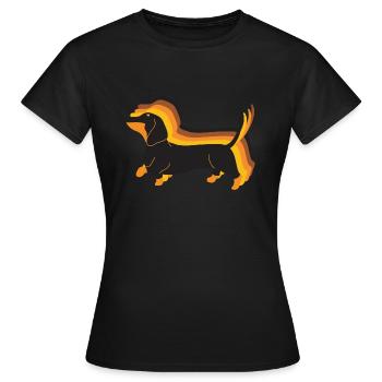 Happy Dachshund Retro Tachshund a hâte de marcher - T-shirt Femme - noir - Devant - AI Model Female 172 dark (172cm)