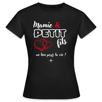 Cadeau grand mère et petit fils - Super mamie mamy - T-shirt Femme - noir - Devant - AI Model Female 172 dark (172cm)