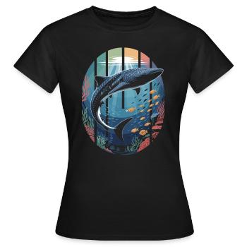 baleine requin créatures marines requin mer océan - T-shirt Femme - noir - Devant - AI Model Female 172 dark (172cm)