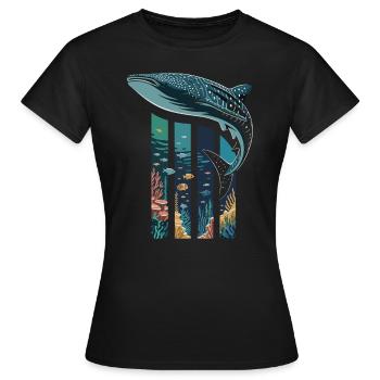 baleine requin créatures marines requin mer océan - T-shirt Femme - noir - Devant - AI Model Female 172 dark (172cm)