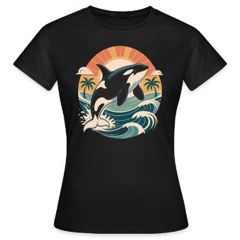 Vintage Orca Créatures de la mer Baleine de mer Orque - T-shirt Femme - noir - Devant - AI Model Female 172 dark (172cm)