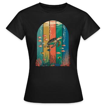 Wasserschildkröte Meeresbewohner Schildkröte - Frauen T-Shirt - Schwarz - Vorne - AI Model Female 172 dark (172cm)