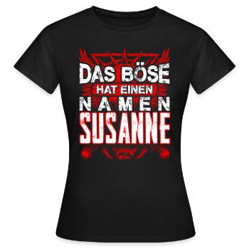 SUSANNE - böse - Frauen T-Shirt - Schwarz - Vorne - AI Model Female 172 dark (172cm)