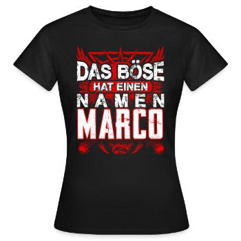 MARCO - Name - Frauen T-Shirt - Schwarz - Vorne - AI Model Female 172 dark (172cm)