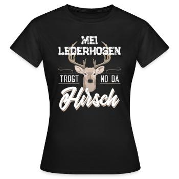 Lederhosen - Frauen T-Shirt - Schwarz - Vorne - AI Model Female 172 dark (172cm)
