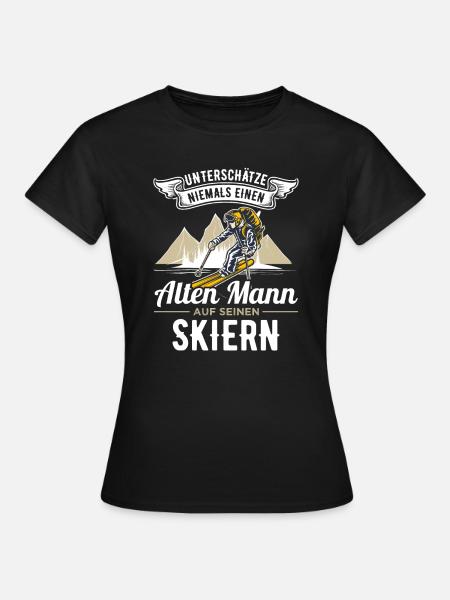 Skifahrer Skiurlaub - Frauen T-Shirt - Schwarz