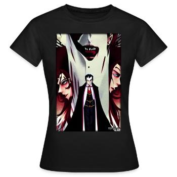 Manga Vampire Dracula Monstre Halloween - T-shirt Femme - noir - Devant - AI Model Female 172 dark (172cm)