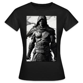 Warrior Sword Vintage Noir Blanc 2 - T-shirt Femme - noir - Devant - AI Model Female 172 dark (172cm)