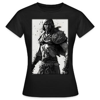 Warrior Sword Vintage Noir Blanc 1 - T-shirt Femme - noir - Devant - AI Model Female 172 dark (172cm)