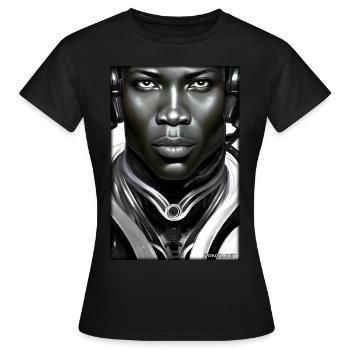 Cyborg Man Future Sci-Fi Machine Technology - T-shirt Femme - noir - Devant - AI Model Female 172 dark (172cm)