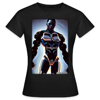 Cyborg Man Future Sci-Fi Machine Technology - T-shirt Femme - noir - Devant - AI Model Female 172 dark (172cm)