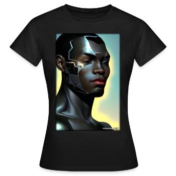 Cyborg Man Future Sci-Fi Machine Technology - T-shirt Femme - noir - Devant - AI Model Female 172 dark (172cm)