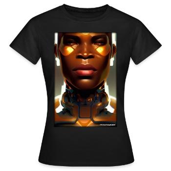 Cyborg Man Future Sci-Fi Machine Technology - T-shirt Femme - noir - Devant - AI Model Female 172 dark (172cm)