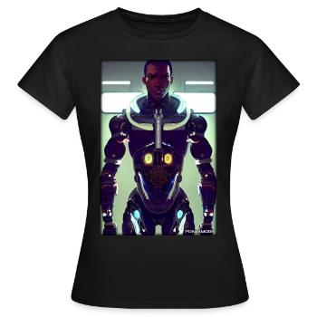 Cyborg Man Future Sci-Fi Machine Technology - T-shirt Femme - noir - Devant - AI Model Female 172 dark (172cm)