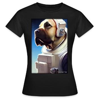 Dog Pet Astronaut Future Sci-Fi Technology - T-shirt Femme - noir - Devant - AI Model Female 172 dark (172cm)
