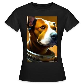 Dog Pet Astronaut Future Sci-Fi Technology - T-shirt Femme - noir - Devant - AI Model Female 172 dark (172cm)