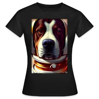 Dog Pet Astronaut Future Sci-Fi Technology - T-shirt Femme - noir - Devant - AI Model Female 172 dark (172cm)