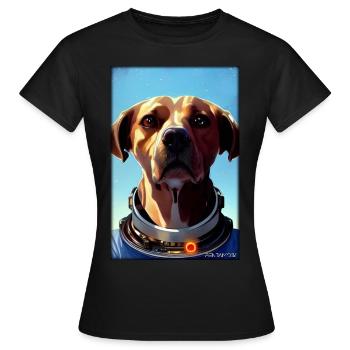 Dog Pet Astronaut Future Sci-Fi Technology - T-shirt Femme - noir - Devant - AI Model Female 172 dark (172cm)