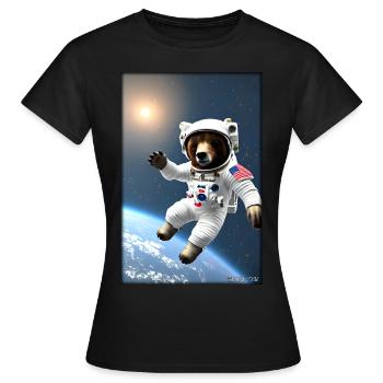 Bear Wildlife Astronaut Future Sci-Fi Technology - T-shirt Femme - noir - Devant - AI Model Female 172 dark (172cm)