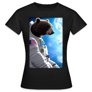Bear Wildlife Astronaut Future Sci-Fi Technology - T-shirt Femme - noir - Devant - AI Model Female 172 dark (172cm)