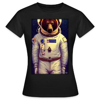 Bear Wildlife Astronaut Future Sci-Fi Technology - T-shirt Femme - noir - Devant - AI Model Female 172 dark (172cm)