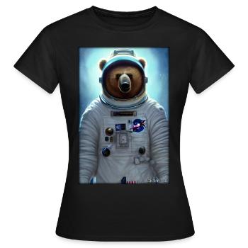 Bear Wildlife Astronaut Future Sci-Fi Technology - T-shirt Femme - noir - Devant - AI Model Female 172 dark (172cm)