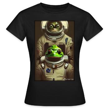 Frog Amphibian Astronaut Future Sci-Fi Technology - T-shirt Femme - noir - Devant - AI Model Female 172 dark (172cm)