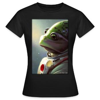Frog Amphibian Astronaut Future Sci-Fi Technology - T-shirt Femme - noir - Devant - AI Model Female 172 dark (172cm)