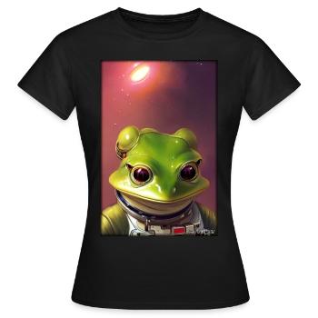 Frog Amphibian Astronaut Future Sci-Fi Technology - T-shirt Femme - noir - Devant - AI Model Female 172 dark (172cm)