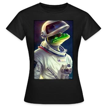 Frog Amphibian Astronaut Future Sci-Fi Technology - T-shirt Femme - noir - Devant - AI Model Female 172 dark (172cm)