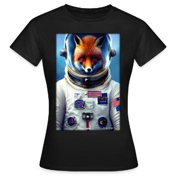 Fox Wildlife Astronaut Future Sci-Fi Technology - T-shirt Femme - noir - Devant - AI Model Female 172 dark (172cm)