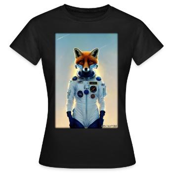 Fox Wildlife Astronaut Future Sci-Fi Technology - T-shirt Femme - noir - Devant - AI Model Female 172 dark (172cm)