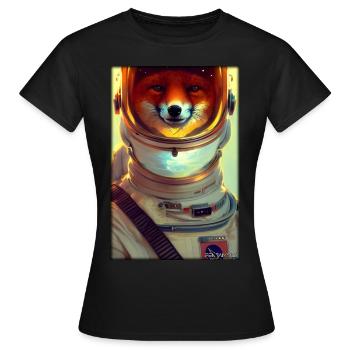 Fox Wildlife Astronaut Future Sci-Fi Technology - T-shirt Femme - noir - Devant - AI Model Female 172 dark (172cm)