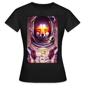 Fox Wildlife Astronaut Future Sci-Fi Technology - T-shirt Femme - noir - Devant - AI Model Female 172 dark (172cm)