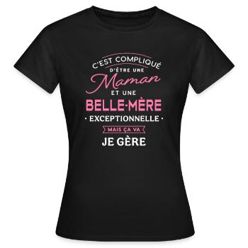 Maman et belle mère exceptionnelle belle-maman - T-shirt Femme - noir - Devant - AI Model Female 172 dark (172cm)