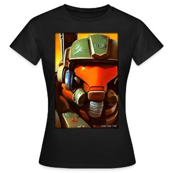 Kampfbot Roboter Supersoldat Maschine Krieger - Frauen T-Shirt - Schwarz - Vorne - AI Model Female 172 dark (172cm)